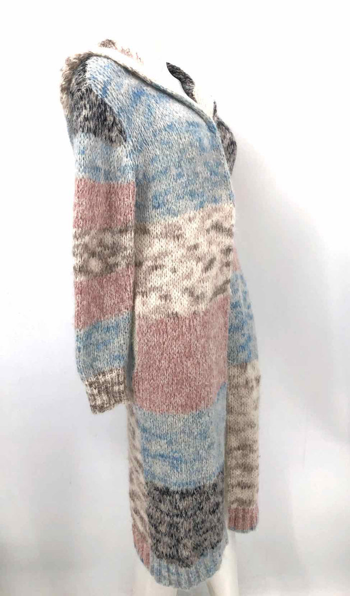 JOHNNY WAS White, Blue Pink Multi Alpaca Blend Duster Cardigan Sweater