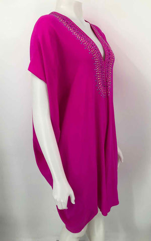 TRINA TURK Fuchsia Pastel Silk Studded Kaftan Size X-SMALL Dress
