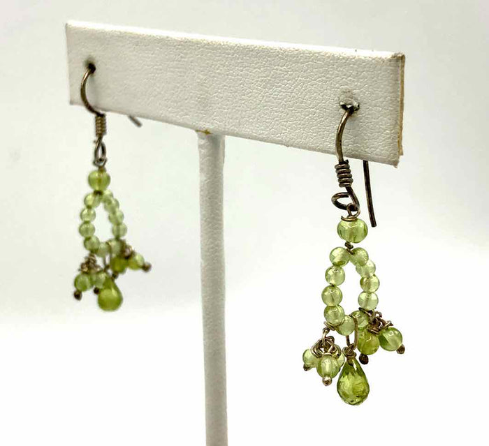 Lt Green Sterling Silver Peridot Dangle ss Earrings