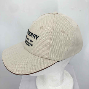 BURBERRY Beige Black Word Print Cap SMALL (S) Hat