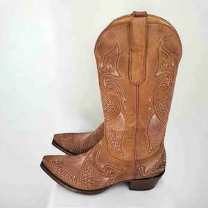 OLD GRINGO Brown Pink Leather Made in Mexico Tooled Pattern Western Boots