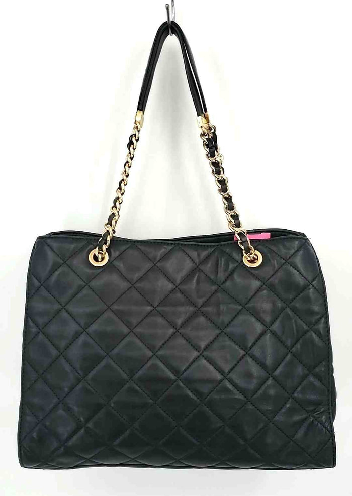 MICHAEL KORS Black Goldtone Leather Pre Loved Quilted Tote Purse