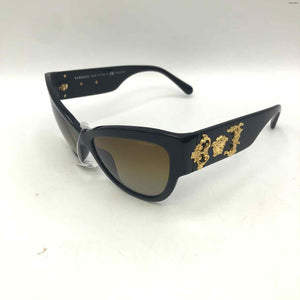 VERSACE Black Goldtone Pre Loved Cat Eye Sunglasses w/case