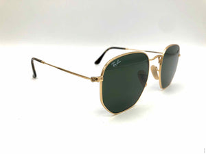 RAYBAN Goldtone Brown Pre Loved Round Sunglasses