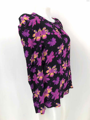 MAJE Black Purple Multi Floral Longsleeve Size X-SMALL Top