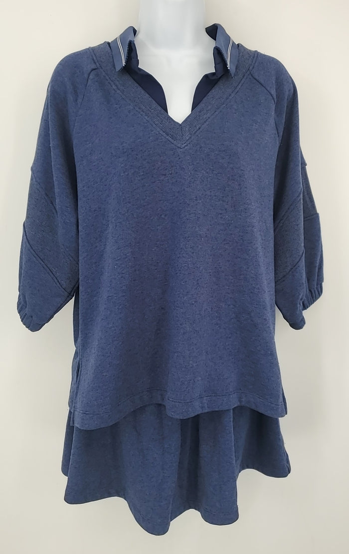 LA BIZ Navy Top & Skirt Size SMALL (S) 2PC Set