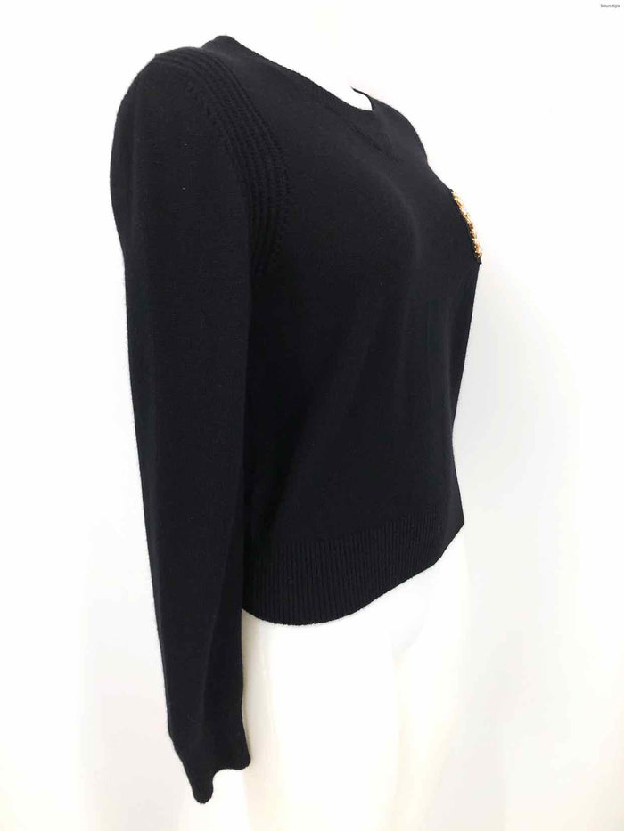 CHANEL Black Yellow Multi Cashmere Made in Italy Bead Trim Longsleeve Sweater