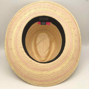 WYETH Beige Pink Straw Stripe Hat