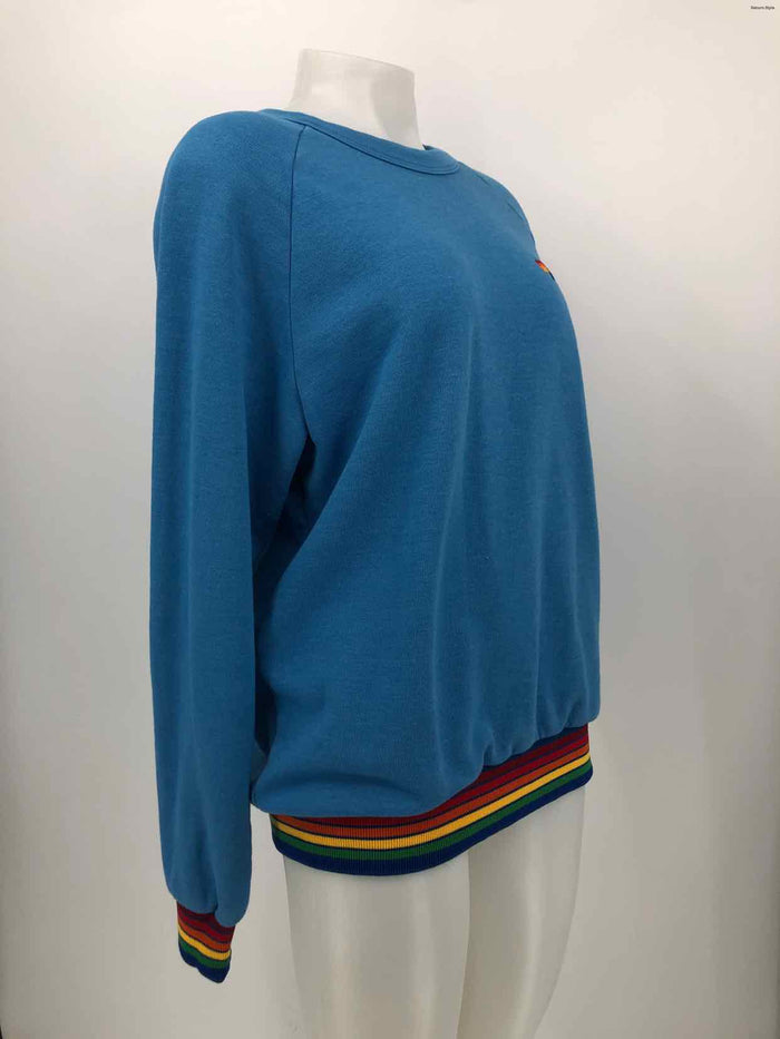 AVIATOR NATION Blue Rainbow Longsleeve Sweatshirt Size MEDIUM (M) Top