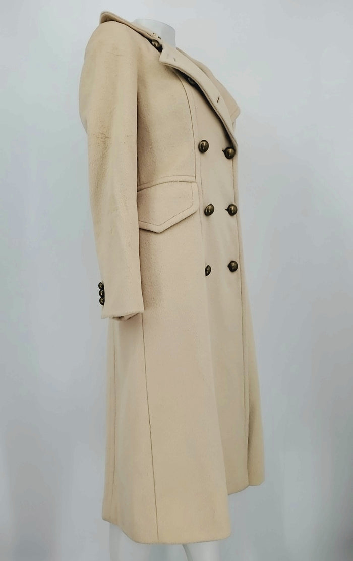 BR - BANANA REPUBLIC Beige 80% Wool Double Breasted Trench Coat Jacket