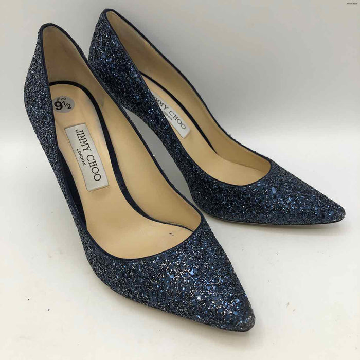JIMMY CHOO Navy Glitter Italian Made 4" Heel Shoe Size 40 US: 9-1/2 Shoes