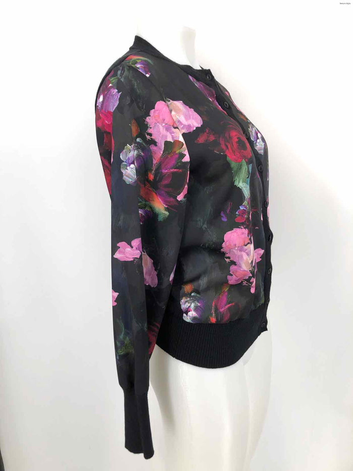 TED BAKER Black Purple Floral Cardigan Size 4  (S) Sweater