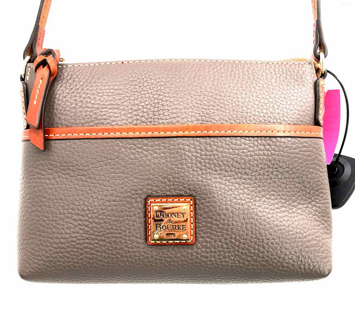DOONEY & BOURKE Stone Gray Caramel Brown Pebbled Leather Crossbody Purse