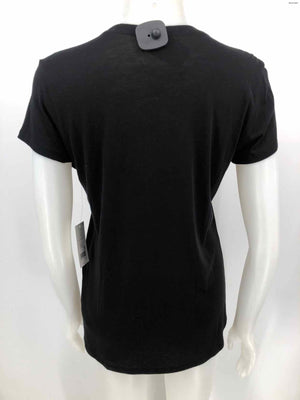 VINCE Black Cotton Blend Crew Neck Short Sleeves Size LARGE  (L) Top