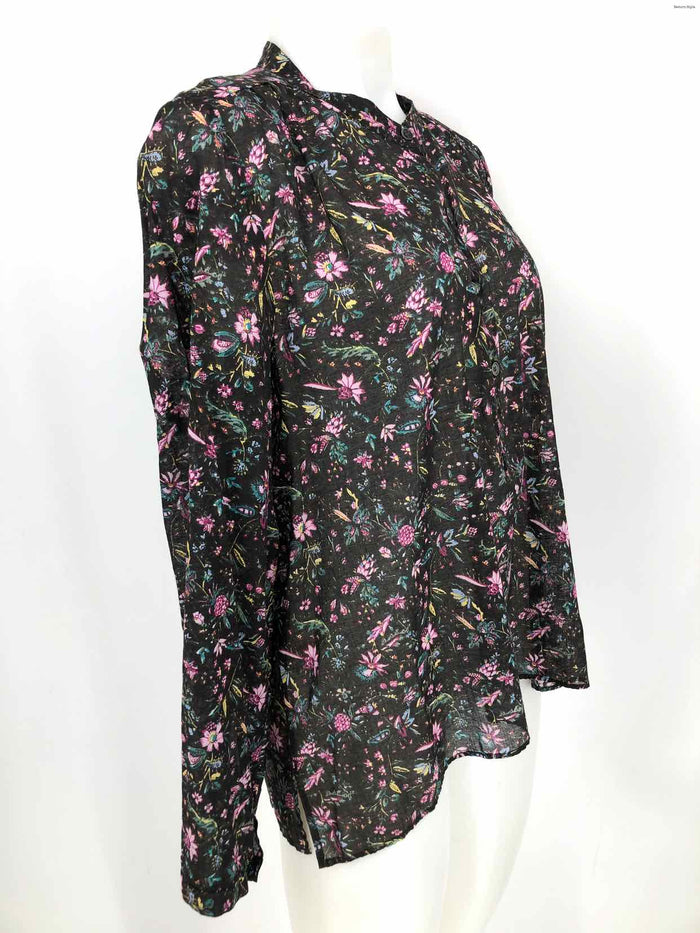 ISABEL MARANT Lavender Black Multi Cotton Made in India Floral Top