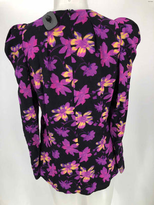 MAJE Black Purple Multi Floral Longsleeve Size X-SMALL Top