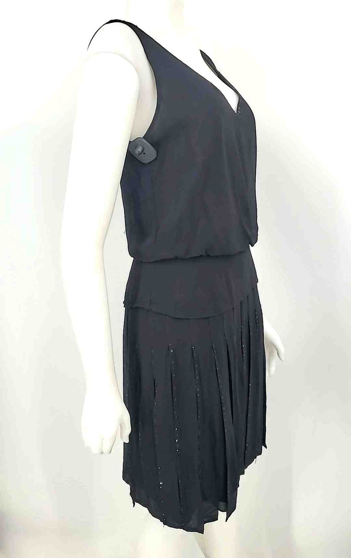 CHETTA B Black Silk Beaded Trim Tank Size 6  (S) Dress