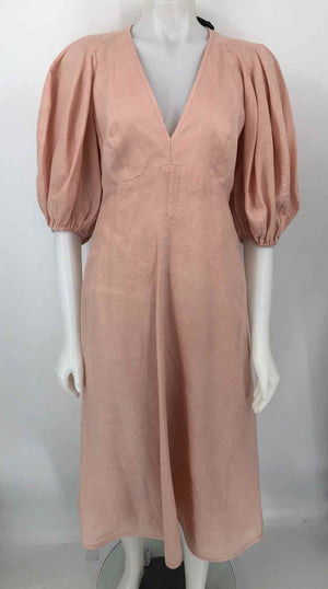 ZIMMERMANN Pink Linen Puff Sleeves w/tie Size 2  (XS) Dress