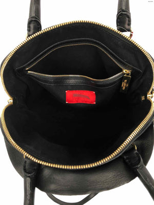 VALENTINO Black Gold Leather Flower Handbag w/Long Strap Purse