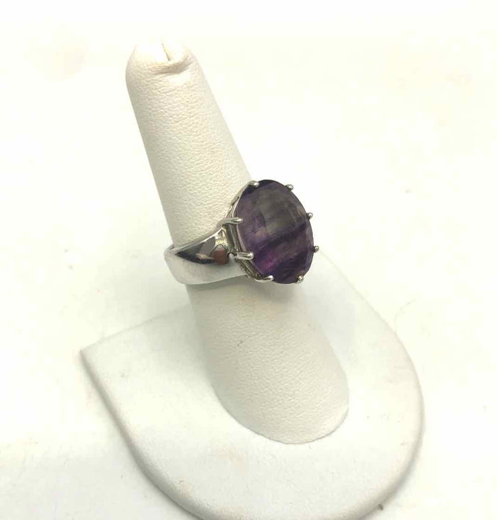 Purple Amethyst Pre Loved Oval ss Ring sz7