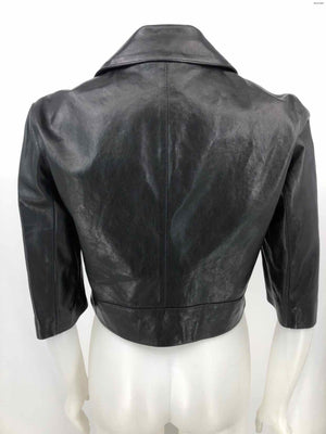 MICHAEL KORS Black Leather 3/4 Sleeves Moto Women Size 6  (S) Jacket