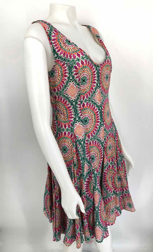 HD IN PARIS Pink Orange Multi Print Sleeveless Size 6  (S) Dress
