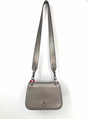 JIMMY CHOO Silver Pebbled Leather Pre Loved Metallic Crossbody Purse