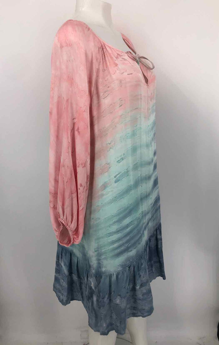 RIVER + SKY Pink Blue Dyed Print Size LARGE  (L) Dress