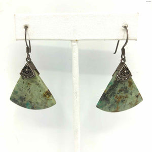 Green Sterling Silver Triangle ss Earrings