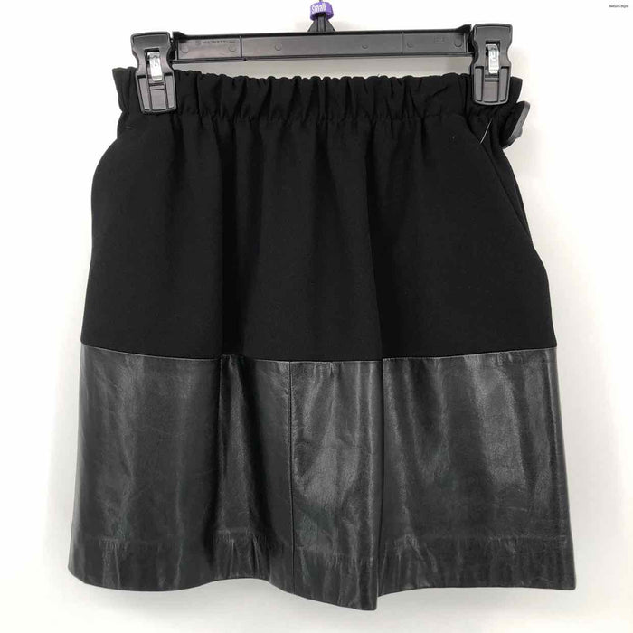 VINCE Black Faux Leather Elastic Waist Mini Size XXS  (XS) Skirt