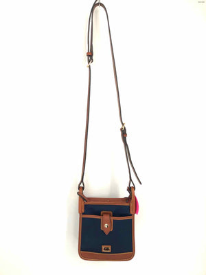 DOONEY & BOURKE Blue Brown Nylon & Leather Pre Loved Crossbody 7" 3" 8" Purse