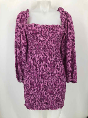 FREE PEOPLE Purple Lavender Floral Gathered Size X-SMALL Dress