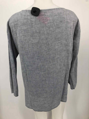 EILEEN FISHER Blue Gray Organic Linen 3/4 Sleeve Size SMALL (S) Top