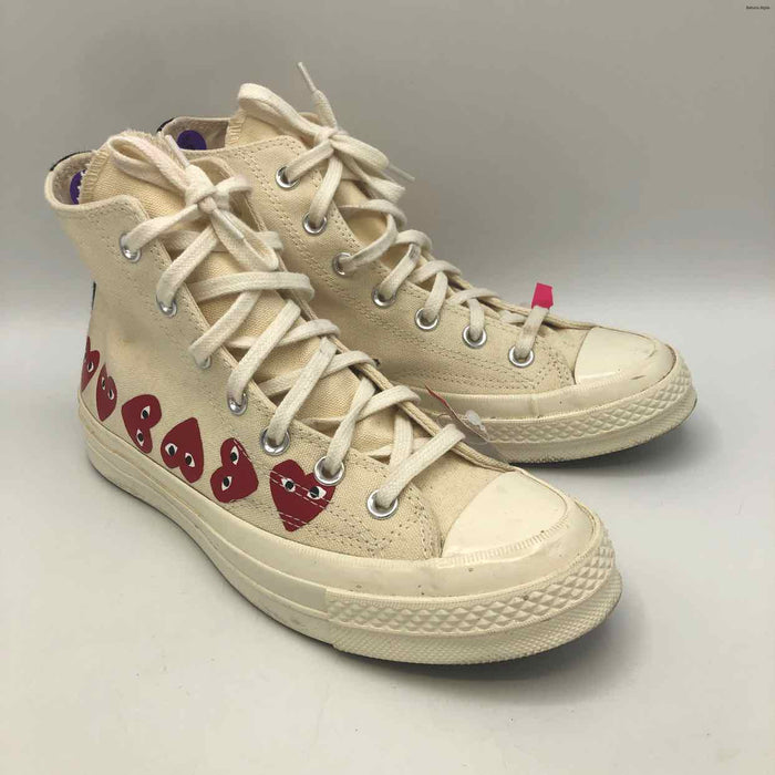 CONVERSE PLAY COMME des GARCONS Off White Red Canvas High Top Sneaker Shoes