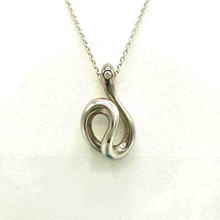 TIFFANY & CO Silver Diamond Pre Loved 17" ss Necklace