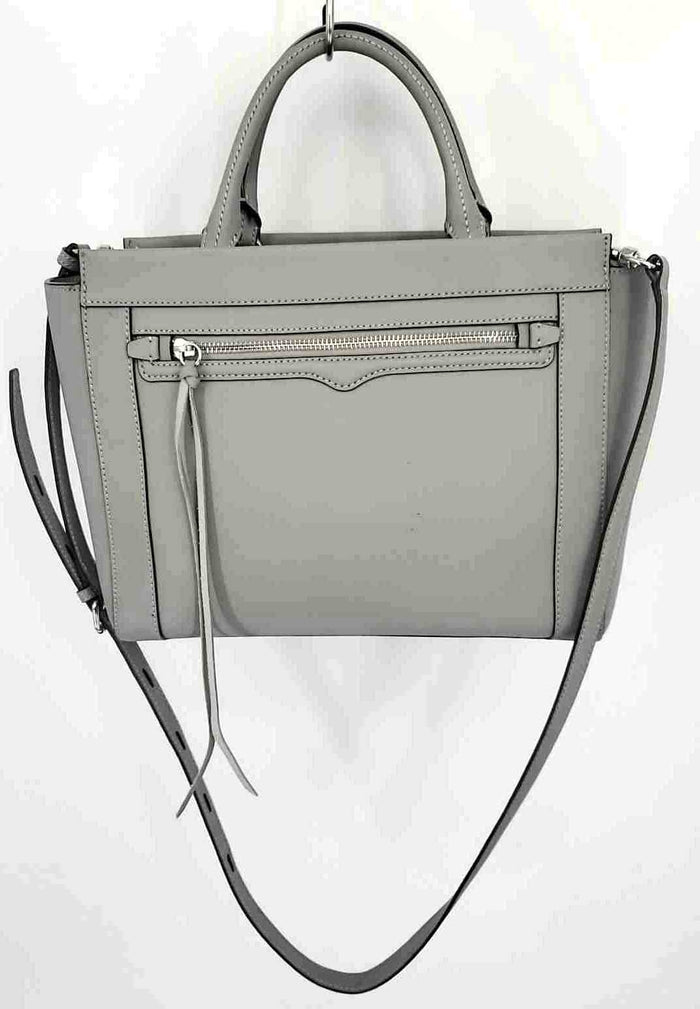 REBECCA MINKOFF Gray Silver Leather Pre Loved Satchel w/Crossbody Strap Purse