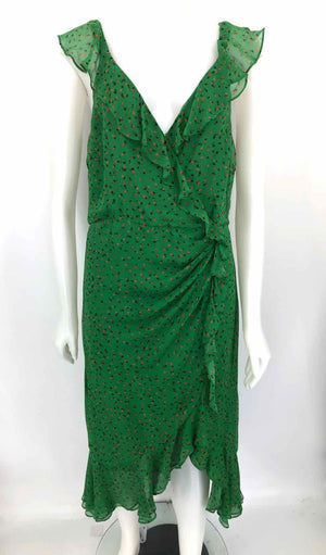 VERONICA BEARD Green Red & Black Silk Floral Wrap Size 10  (M) Dress