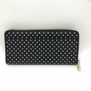 KATE SPADE Black Silver Polka Dot Zip Around 8" 1" 4" Wallet