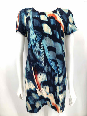 WAYF Blue Orange Multi Print Short Sleeves Size SMALL (S) Dress