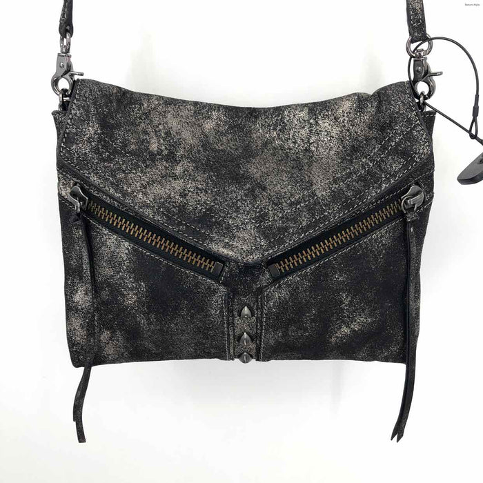 BOTKIER Black Silver Gray Leather Crossbody Purse