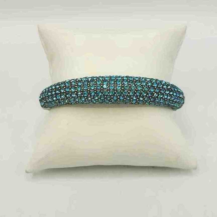 HEIDI DAUS Blue Goldtone Pre Loved Rhinestone Cuff Bracelet