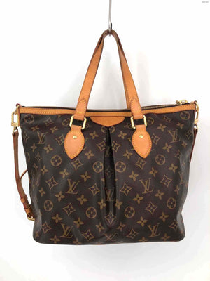 LOUIS VUITTON Brown Tan Coated Canvas Leather Trim Pre Loved AS IS Satchel Purse