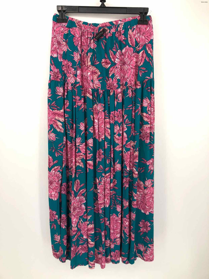 ABEL THE LABEL Pink Teal Multi Floral Slits Size SMALL (S) Skirt