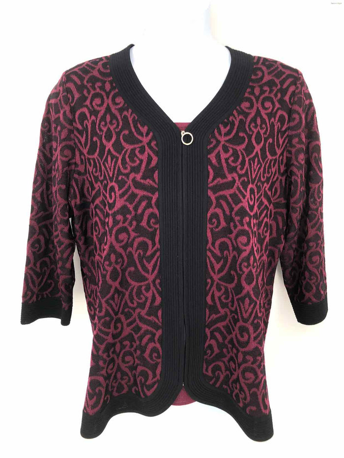 MISOOK Burgundy Black Woven Top & Wrap Size 1X  (XL) 2PC Set