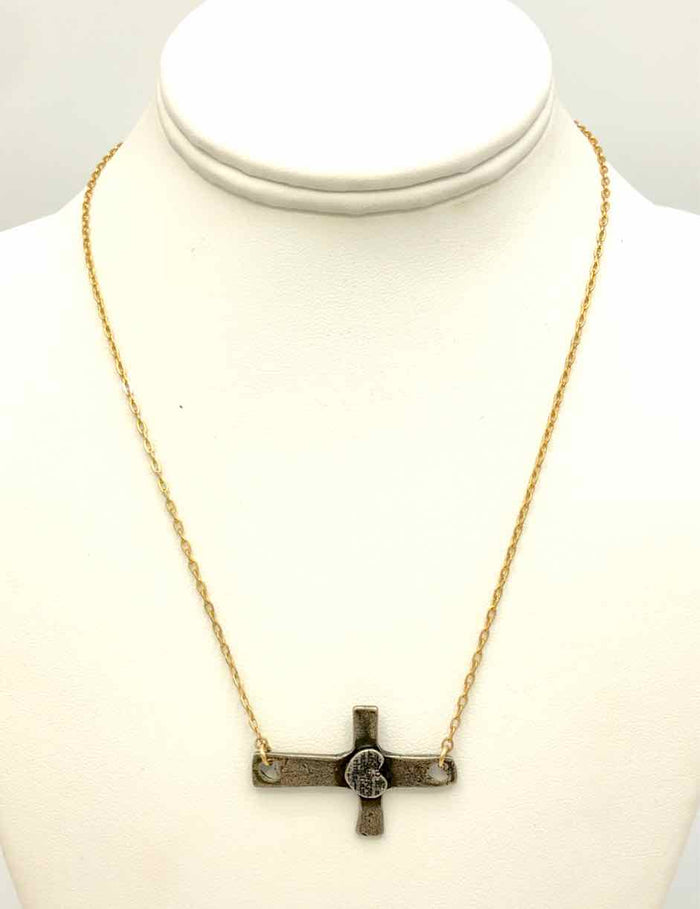 Gold Filled Silvertone Cross GF-Necklace