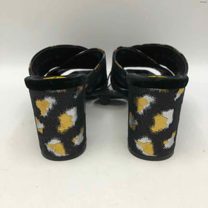 YSL - YVES ST LAURENT Black Gold & Silver Italian Made Tapestry Shoes