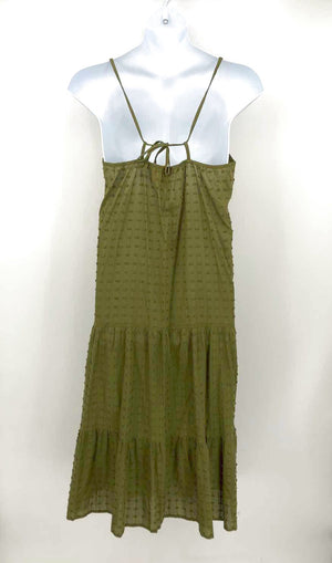 MADEWELL Olive Green Textured Midi Length Size LARGE  (L) Dress