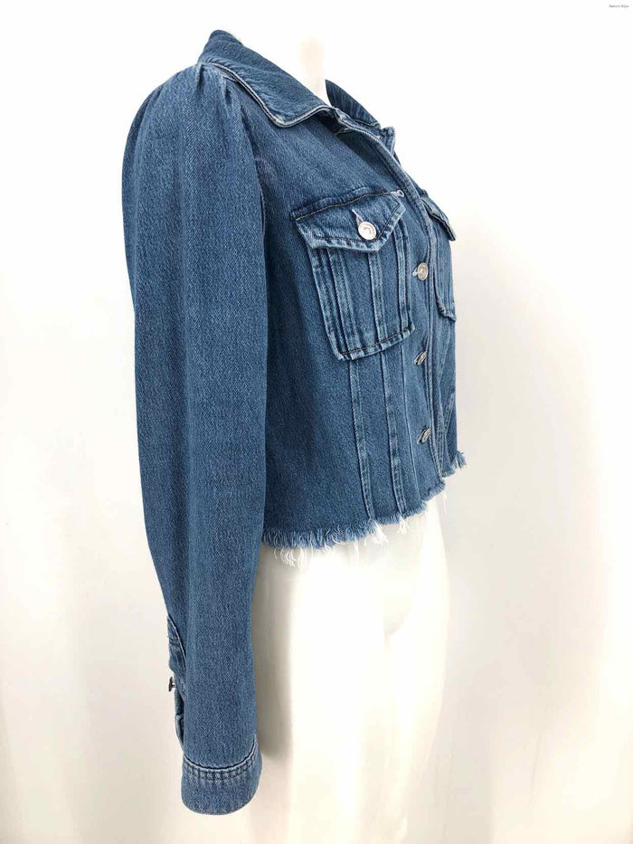 PAIGE Blue Denim Frayed Hem Button Up Women Size SMALL (S) Jacket