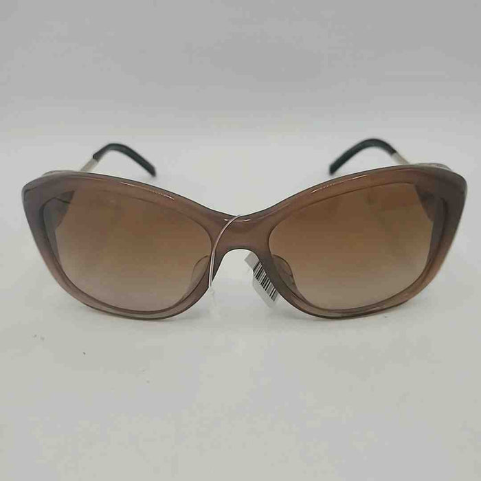 BURBERRY Brown Goldtone Leather Trim Pre Loved Cat Eye Sunglasses