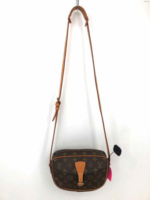 LOUIS VUITTON Brown Tan Coated Canvas Leather Trim Pre Loved Crossbody Purse